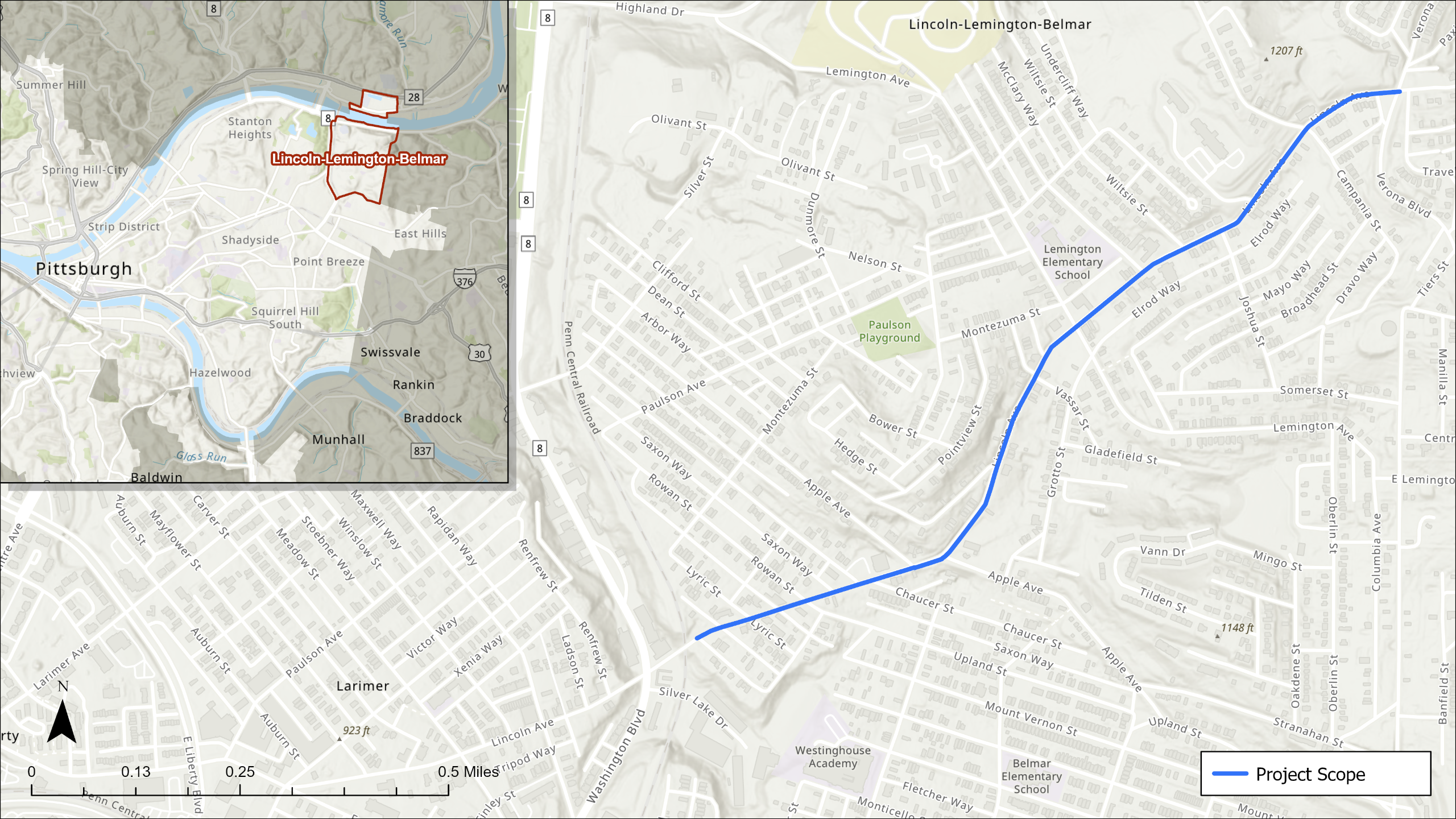 The project scope extends along Lincoln Ave. from Atwell St. to Verona Blvd.