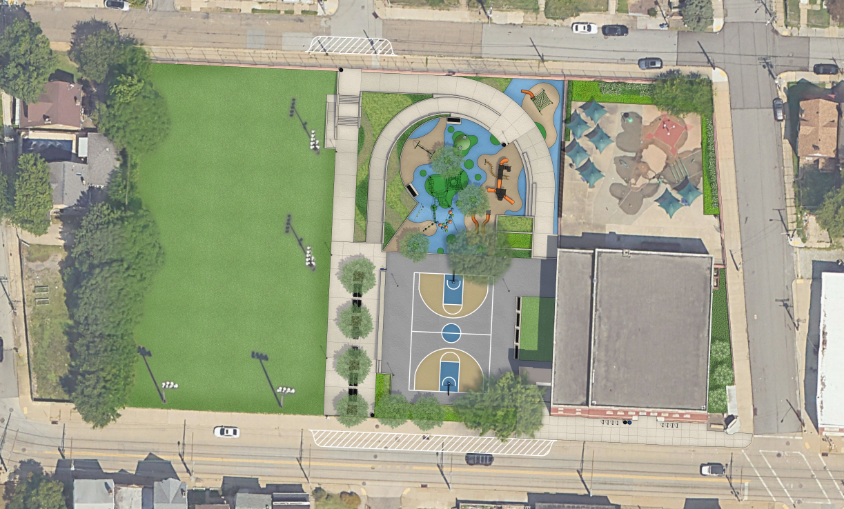 Site rendering of Warrington Rec Center