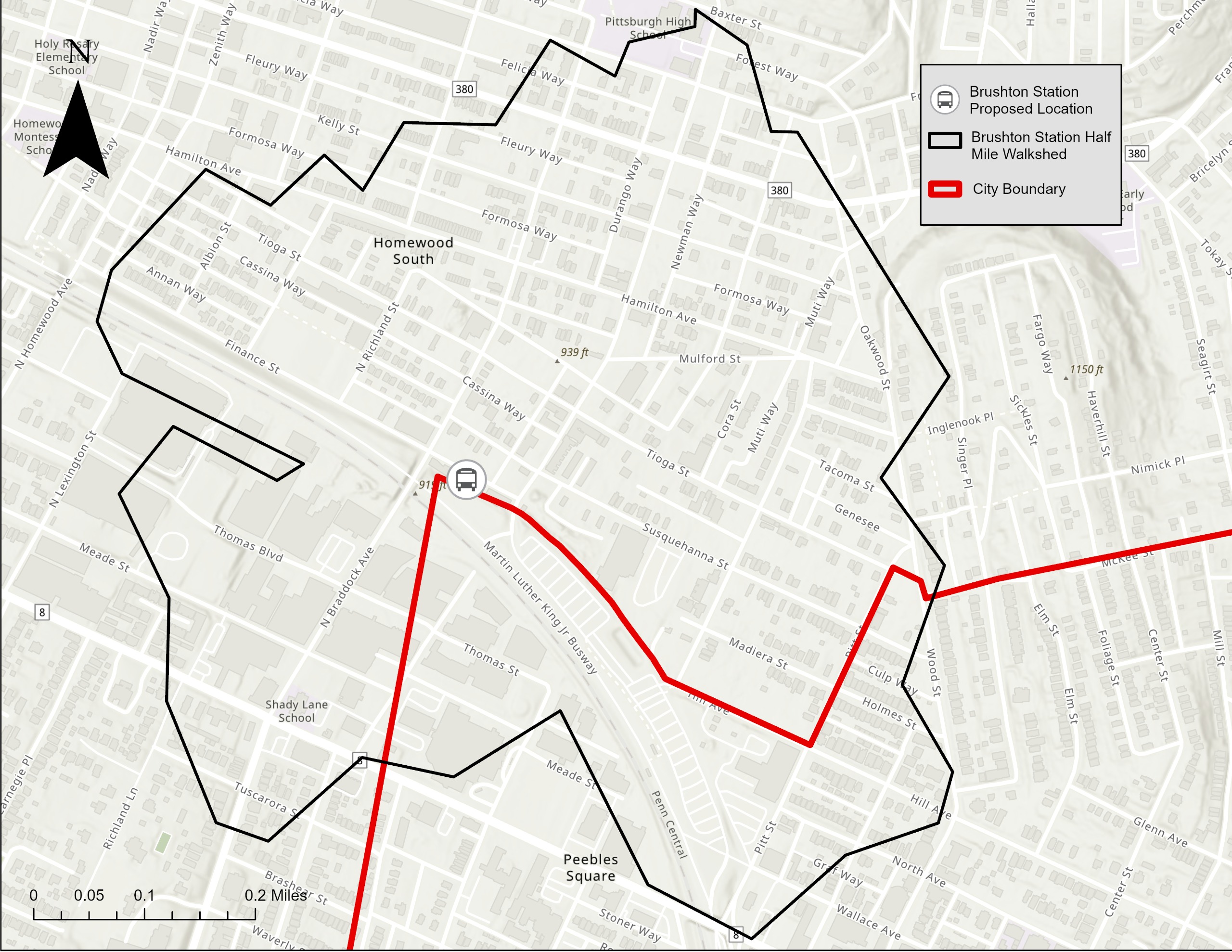 Study area for the Brushton ETOD study
