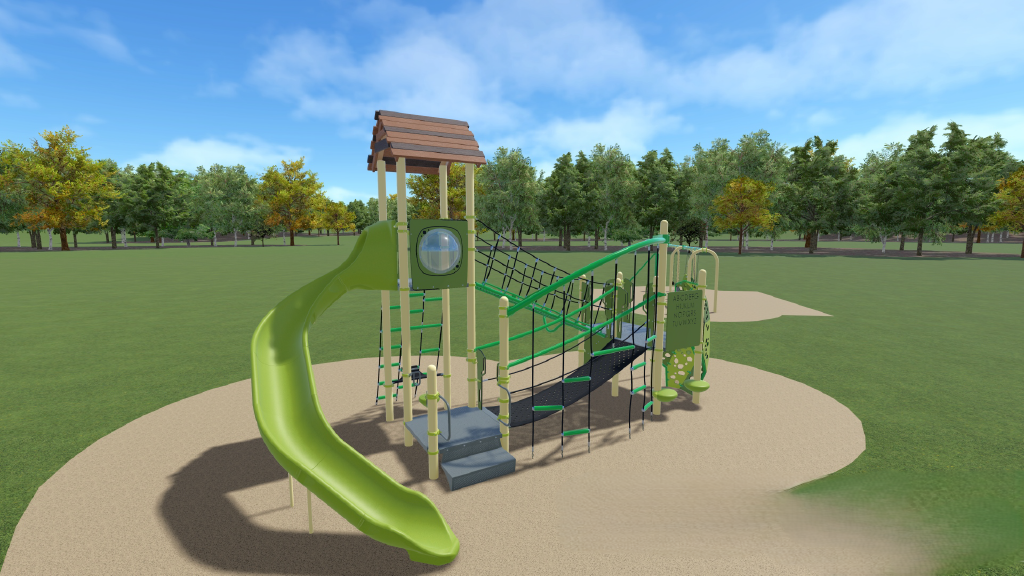 Main play structure with slide