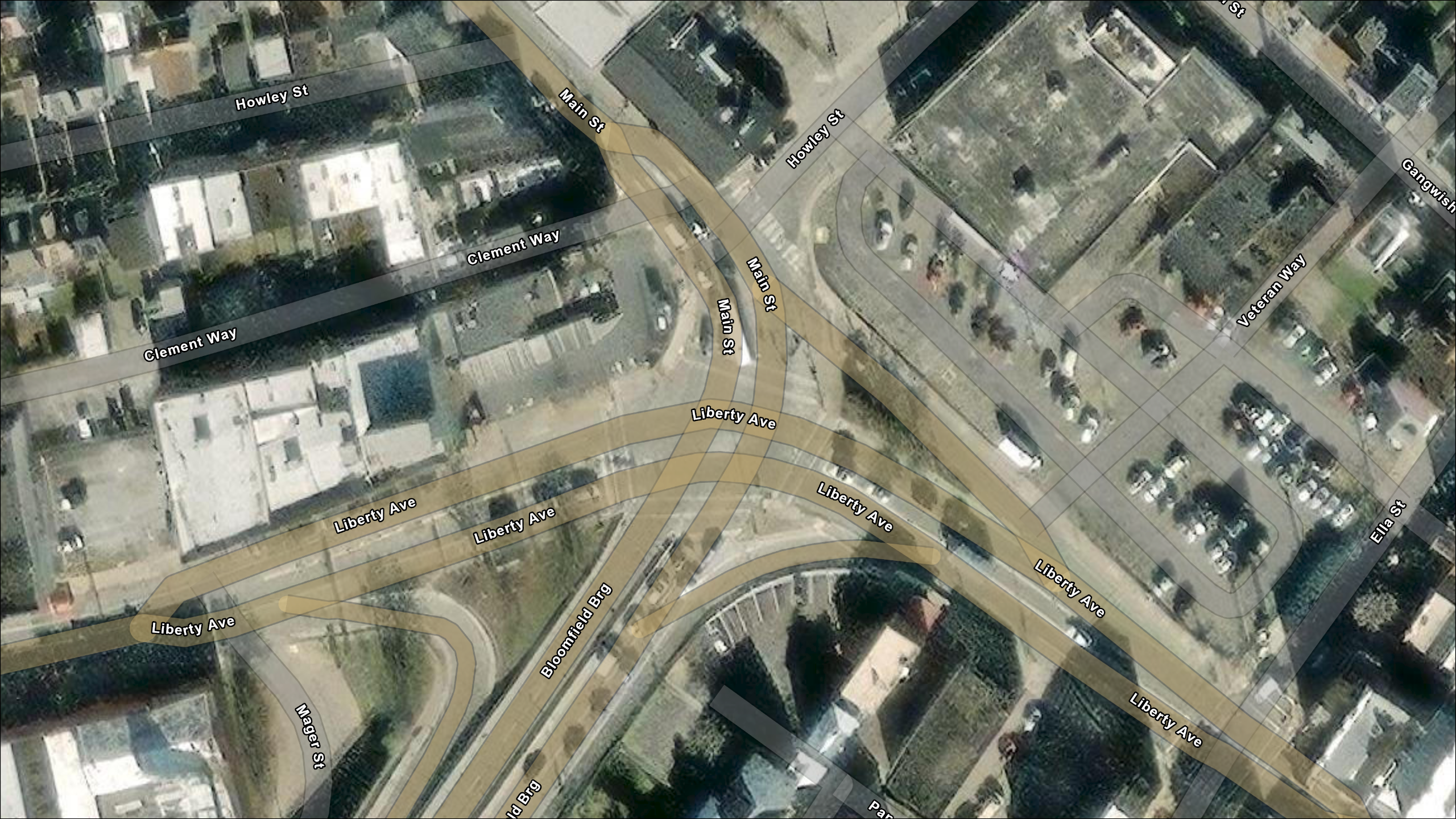 aerial image of the intersection