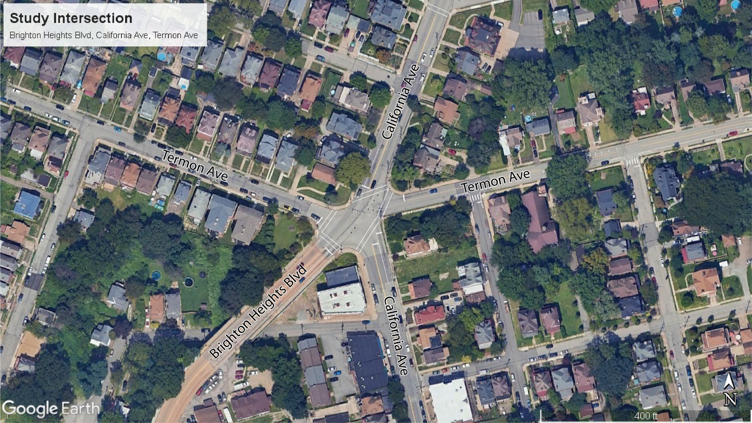 Aerial image of the study intersection