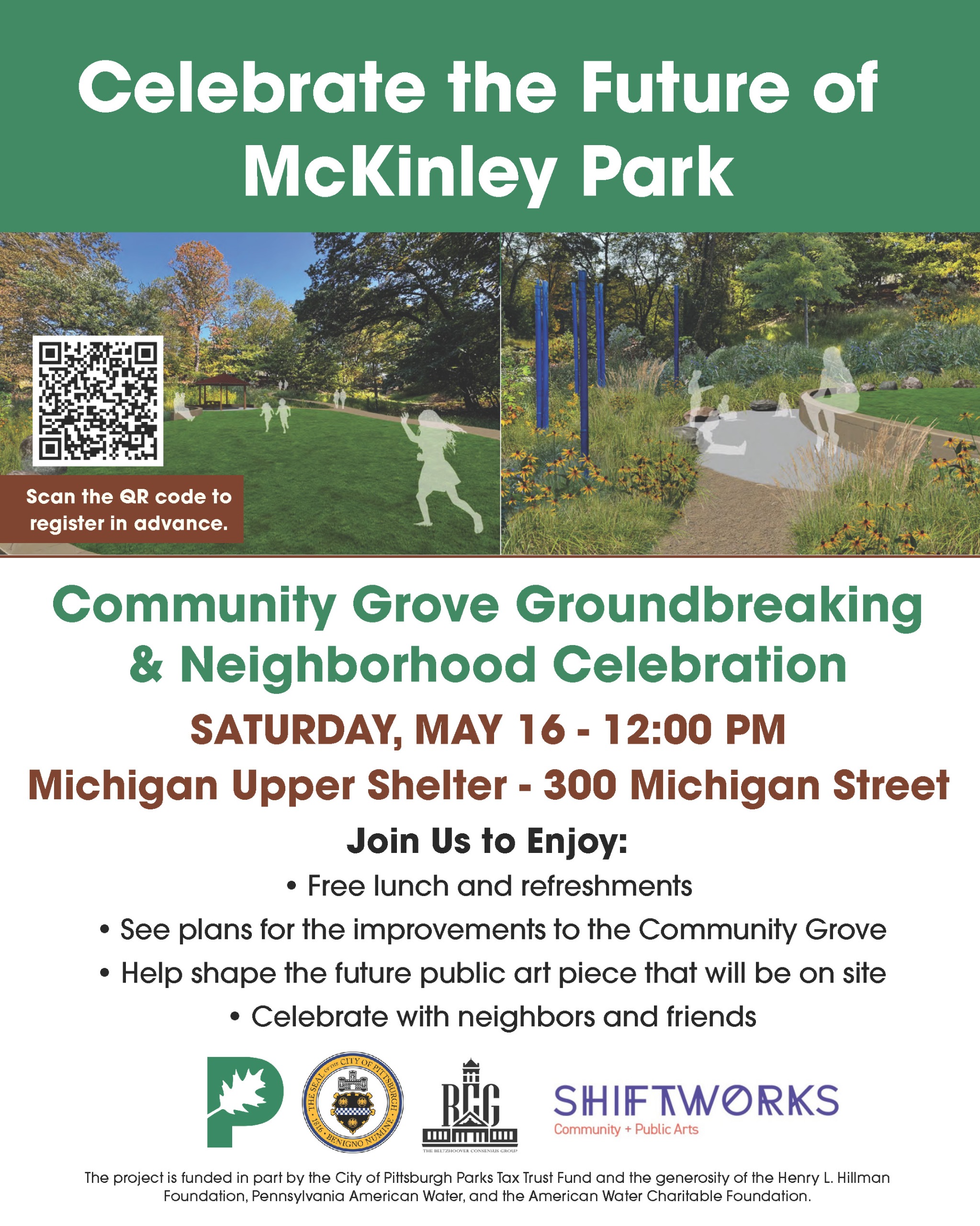 Save the Date for the McKinley Park "Community Grove" Groundbreaking Celebration on Saturday, May 16th at 12pm!