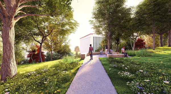 Rendering of pathway leading to new gathering space