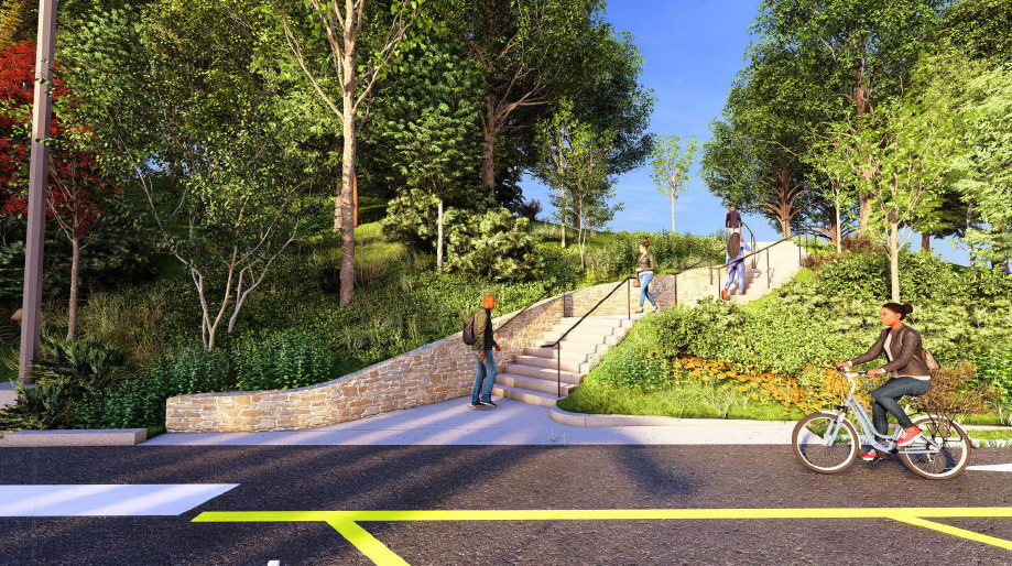 Rendering of new steps from Frew Street leading up to Flagstaff Hill