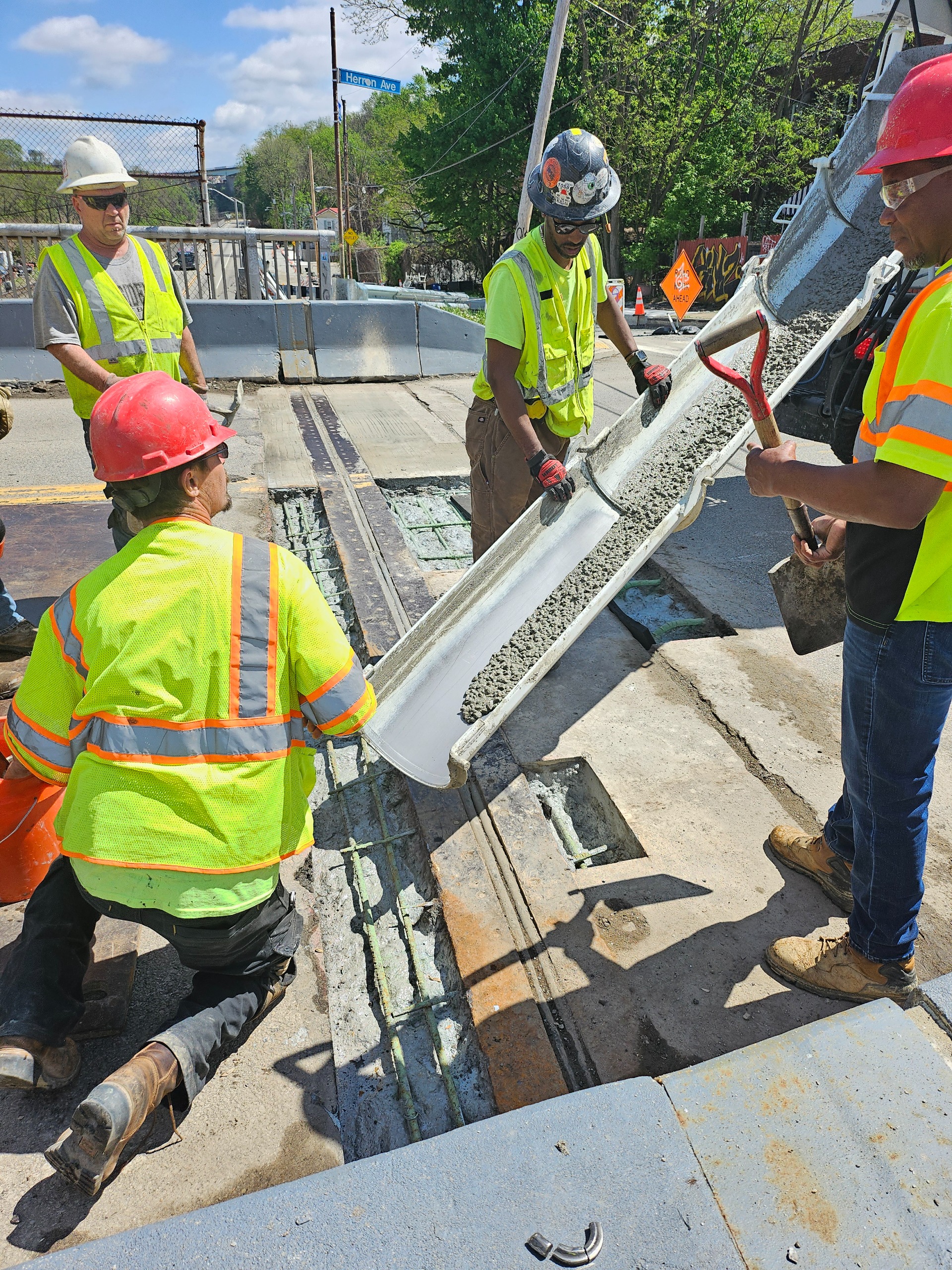 Header repair at Herron Ave. Bridge